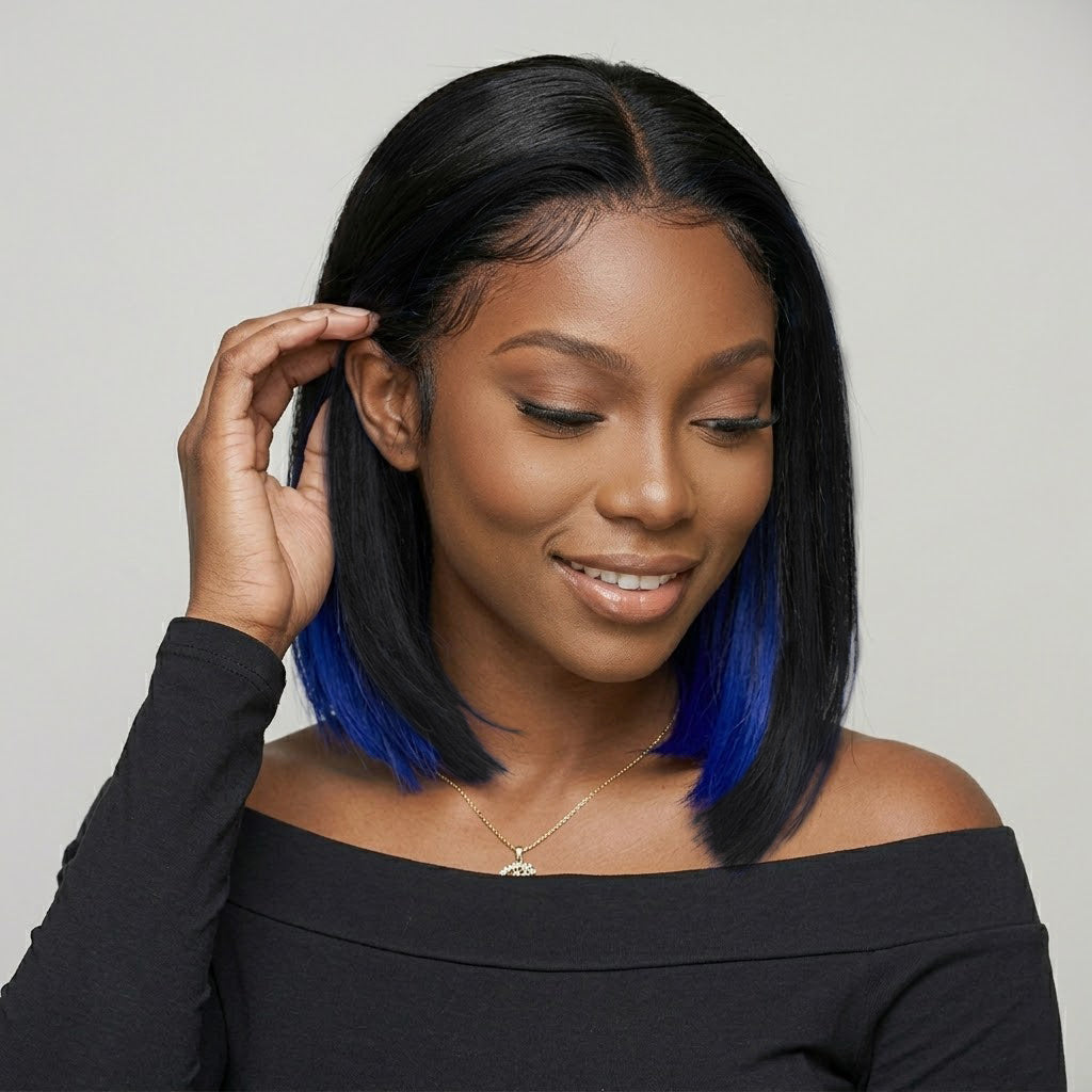 #PKBBlue Short Bob Wig